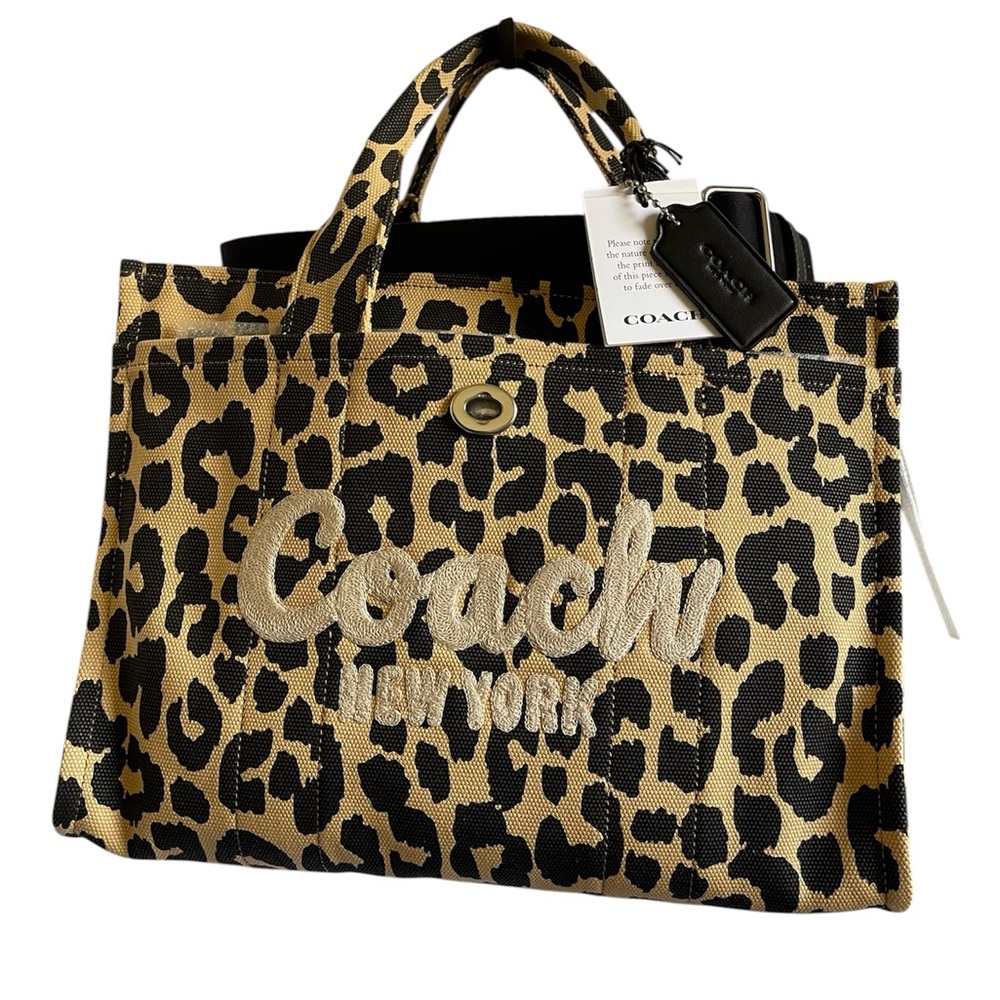 Coach Cargo Tote Bag with Leopard Print w/
Crossbody Strap & Dust Bag - NWT ***